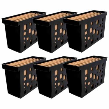 Imagem de 6 Caixa Arquivo Móvel Preto + 6 Pastas Suspensas Kraft Dello