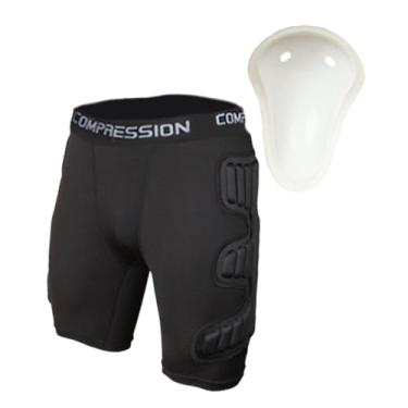 Imagem de oshhni Calção de proteção para goleiro de futebol, reforçado com EVA, ergonômico, para esportes de contato, com acolchoamento versátil nas coxas e proteção, S