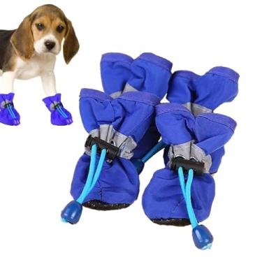 Imagem de Sapatos de cachorro para cães pequenos,4 Pet Shoes Dog Rain Boots | Sapatos macios antiderrapantes respiráveis ​​à prova d'água para cães pequenos e médios