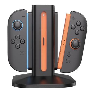 Imagem de afbptek Switch 2 Joy Con Charging Station, LED Indicator, 4 Joycon Controller Charger Dock, USB Powered for Switch 2 joycon L/R Controller, Black