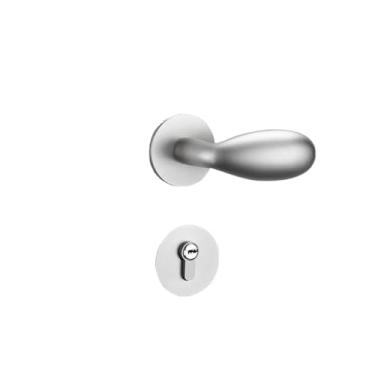 Imagem de Fechadura de porta de quarto oval silenciosa com alça dividida (branco prateado)