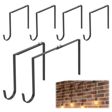 Imagem de 6 peças de ganchos ajustáveis para uso externo para concreto de 15 a 28 cm, bloco de concreto e parede de tijolos, sem broca, cabides de luz, ganchos de parede de concreto para pendurar luzes de corda