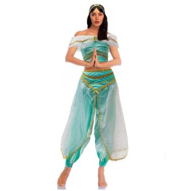 Imagem de Fantasia Jasmine Adulto Princesa de Luxo Com Tiara