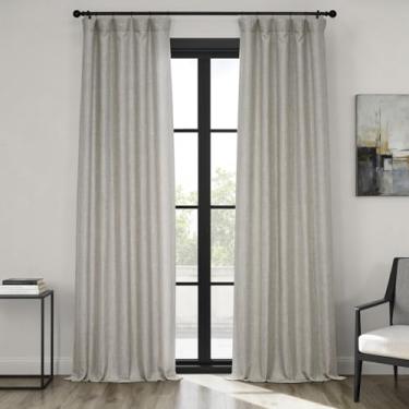 Imagem de HPD Half Price Drapes Cortinas texturizadas de linho sintético para quarto de 272 cm de comprimento (1 painel), 127 cm L x 266 cm C Cortinas para sala de estar, decoração de casa, aveia