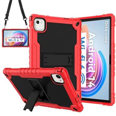 Imagem de Doemoil Capa para tablet YQSAVIOR ZB30/YQCP20/VOLENTEX M10/Aiprotablet K10/PRITOM M20/AEEZO MB1001/C10 10 polegadas com suporte embutido para tablet MUISOO MUIC110110 polegadas (vermelho/preto)