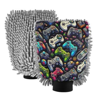 Imagem de Blueangle Pacote com 2 luvas de lavagem de carro para vários gamepads - luvas de microfibra de chenille para lavagem de carro sem arranhões e limpeza doméstica, luva de detalhe automático (746)