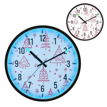 Imagem de Blueangle Relógio de parede LED que brilha no escuro e ativado por voz, design silencioso de árvore de Natal de 30,5 cm, funciona a bateria para decoração de quarto e sala de estar (178)