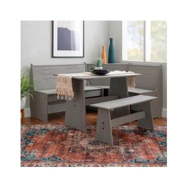 Imagem de Conjunto Canto Alemão Baú em Madeira Maciça Cinza Marin Brasil