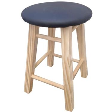 Imagem de Banco Banqueta 45 Cm em Madeira Pinus com Assento Estofado Reforçado Cagema