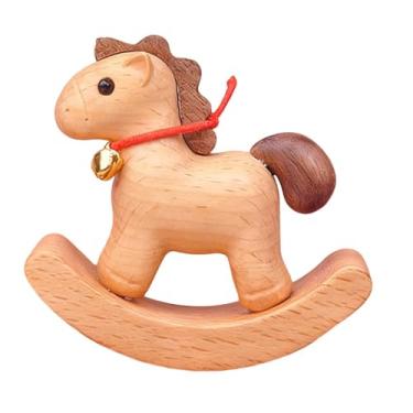 Imagem de Generic Cavalo de Balanço de Madeira para Decoração de Mesa, Ornamento Compacto E Portátil para Artesanato.