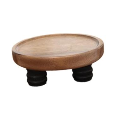 Imagem de simhoa Suporte de pedestal de madeira para exibição, peça central de mesa, suporte para velas, bandeja decorativa para plantas, decoração de mesa, L