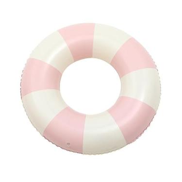 Imagem de Boia Redonda Listrada Piscina Praia Estilo Retrô Vintage(Rosa,60 cm)