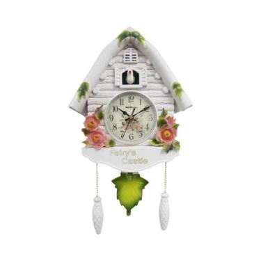 Imagem de Relógio De Parede Natural Com Canto De Cuco, Design De Folha, Decoraçã