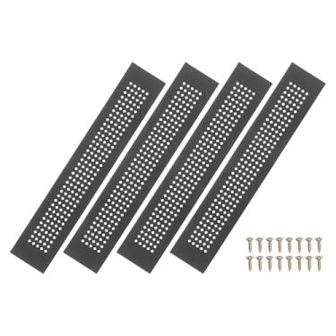 Imagem de PATIKIL Capa de ventilação de porta de 35 x 5 cm, 4 peças de cobertura de ventilação de grade de alumínio com orifícios de diamante com parafusos de montagem para porta de teto de armário de