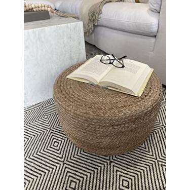 Imagem de Pufe Scandilivin Homes – Pufe trançado 100% de juta natural – pufe de apoio para os pés tricotado à mão – pufe boho tradicional – para sala de estar, quarto, berçário, pátio, lounge (50,8 cm x 50,8 cm