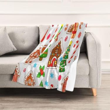 Imagem de Wassud Cobertores e mantas de Natal 152 cm x 228 cm de casas de gengibre de Natal para sofá, cobertores quentes aconchegantes de lã de pelúcia para cama, sofá, cadeira, decoração de casa