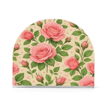 Imagem de Qilmy Porta-guardanapos, lindas rosas de acrílico transparente porta-lenços de guardanapo para mesa, suporte de guardanapo de coquetel de papel de seda para cozinha, dispensador de guardanapos de