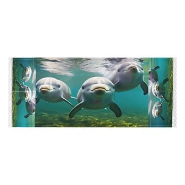 Imagem de Wassud Lindas capas de lavadora e secadora Dolphins, protetor de lavadora com sacos de armazenamento, capa de geladeira à prova de poeira com bolsos para lavanderia doméstica, cozinha, 120 x 55 cm