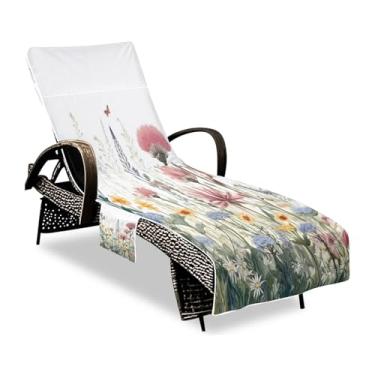 Imagem de Wassud Capa de toalha para cadeira de descanso, sapos fofos, com chapéus, piscina, praia, espreguiçadeiras, 216 x 76 cm