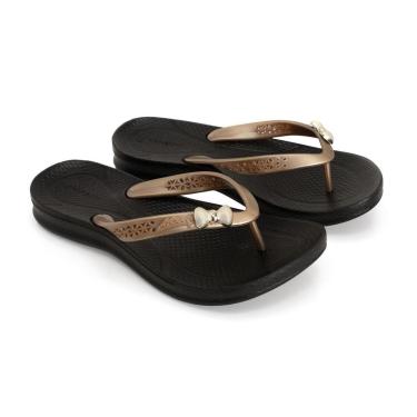 Imagem de Chinelo Ortopédico Massageia No Caminhar Detalhe Laço Metal Anabela-Feminino