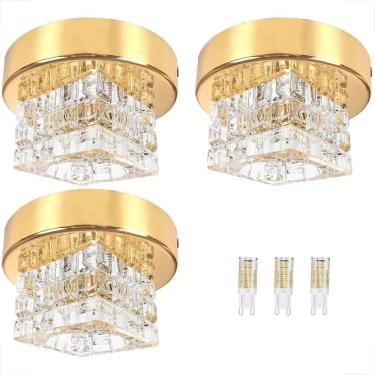 Imagem de Kit 3 Spot Cristal Sobrepor Plafon Base Metal Sala Bet44 +