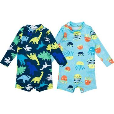 Imagem de Kit 2 Macaquinhos Praia Com Proteção Uv Infantil Verão - Fofotinhos, R