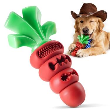 Imagem de Frienhund Brinquedos para cães para mastigadores agressivos com sabor de carne: osso de mastigar de cachorro resistente de 18 cm, brinquedo de limpeza de dentes de nylon rígido e borracha, brinquedo