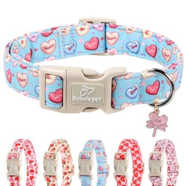 Imagem de Babole Pet Coleira de Dia dos Namorados para cães pequenos - Coleiras fofas para cães dos namorados, estampa de amor doce, leve, ajustável, para meninos e meninas, com fivela de liberação rápida, P