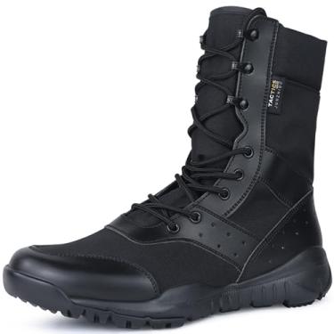 Imagem de LUDEY Botas táticas masculinas, leves, militares, impermeáveis, confortáveis para trabalho e segurança, Preto, 41