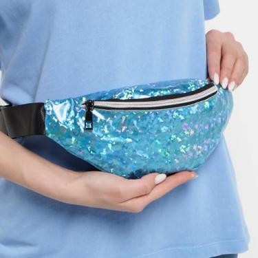 Imagem de Pochete azul reversível de lantejoulas para mulheres, meninas e adolescentes, bolsa de cintura elegante para viagens e uso diário