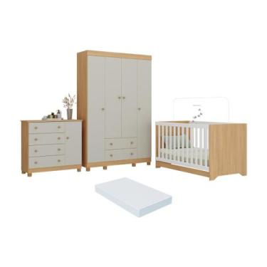 Imagem de Quarto de Bebê Completo com Berço Americano 3 em 1 Colchão Incluso All