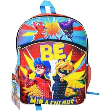 Imagem de Miraculous Mochila joaninha com bolso frontal e compartimentos com zíper, mochila perfeita para adolescentes e crianças, ideal para escola, viagens e viagens rodoviárias - 40,6 cm