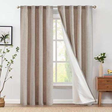Imagem de Cortinas jinchan Linen Taupe 228x229cm com forro para sala de estar