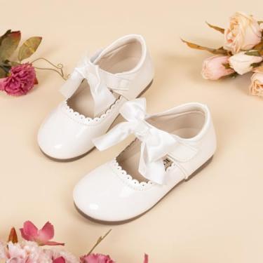 Imagem de Vestido de casamento Mary Jane para meninas pequenas, sapatilhas, bailes e laço, Branco, 20