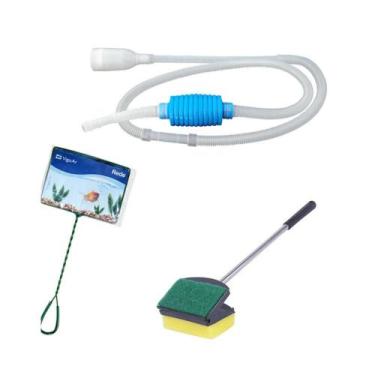 Imagem de Kit de limpeza de aquário: Limpador de vidro Espuma esponja e raspador
