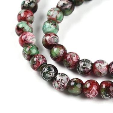 Imagem de 100 peças de vidro de jade imitação de 4 mm contas de vidro verde rachado contas espaçadoras lisas e soltas para brincos faça você mesmo, colar, pulseira, fabricação de joias