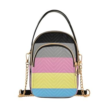 Imagem de ODAWA Bolsa tiracolo feminina com bandeira do estado de Dakota do Sul - Bolsas transversais femininas modernas - Bolsas transversais pequenas para mulheres e viagens, Bandeira de orgulho poligênero,