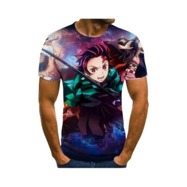 Imagem de Camiseta Unissex Oversized Demon Slayer Com Estampa 3D, Casual De Verã