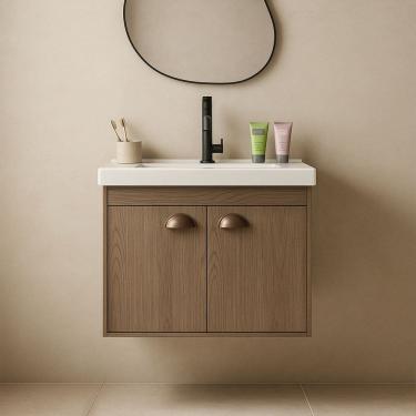 Imagem de Gabinete Armário para Banheiro 50cm MDF com Cuba - Siena Munique