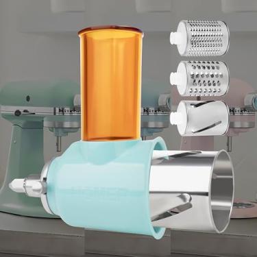 Imagem de HOMER Acessório para triturador de fatiador – Serve para todos os modelos de batedeira KitchenAid – Aço inoxidável premium – Acessórios que economizam tempo para ralador de queijo (verde claro)