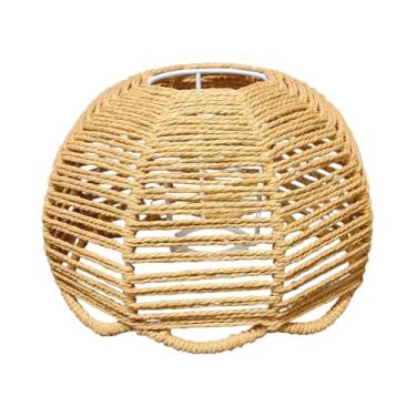 Imagem de Gralara Abajur de tecido trançado para luminária de teto, cúpula para luminária pendente, ideal para cafés e cozinhas.