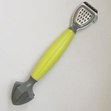 Imagem de Espremedores manuais – Espremedor e espremedor de limão com ralador embutido para sucos e raspas cítricas, essencial de cozinha manual, cinza