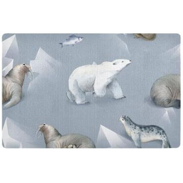 Imagem de Tapete de porta de Halloween com selo de morsa de urso polar, para decoração de entrada, tapetes laváveis para entrada interna, 81 cm x 50 cm