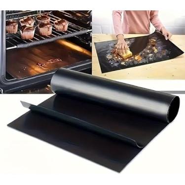 Imagem de Pacote com 2 forros de forno espessos reutilizáveis para parte inferior do forno – tapetes antiaderentes para uso elétrico, a gás, torradeira, fornos de convecção e churrasqueiras, podem ser lavados