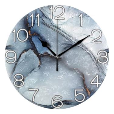 Imagem de GAIGEO Relógio de parede analógico decorativo de cozinha, bonito operado a pilhas, arte de parede boêmio, decoração de casa, número de relógio branco com Kedu, 25 cm, ponteiros dourados