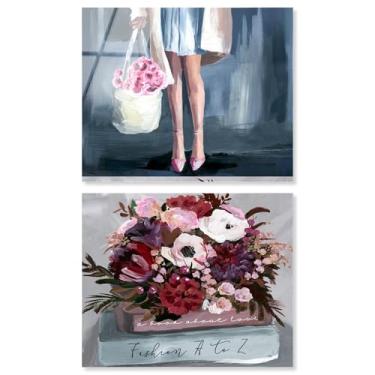 Imagem de Conjunto de 2 decoração de parede de casa de fazenda com estampa acrílica rosa blush da Art Remedy, pronto para pendurar, 61 x 50 cm