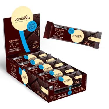 Imagem de Chocolate laciella 70 cacau zero lactose e zero açúcar com 20x20g