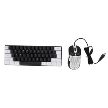 Imagem de Asixxsix Teclado Mecânico para Jogos, 61 Teclas, Retroiluminação LED RGB Multicolor, Anti-Ghosting, Teclado e Rato Ergonómico com Fio para Jogos em PC e Mac (Moldura Branca Central Preta)