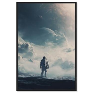 Imagem de Arte de parede de astronauta Starbound Surveyor II da Art Remedy, moldura preta, 50 x 76 cm