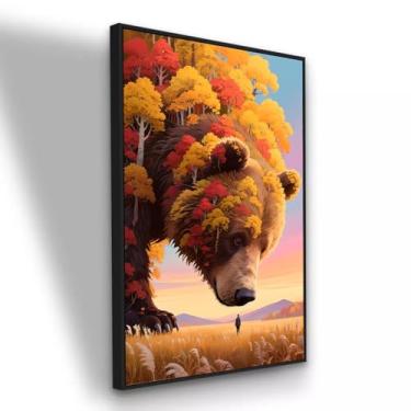 Imagem de Quadro em tecido Canvas Urso Da Vida 120x80 cm com Moldura Preta